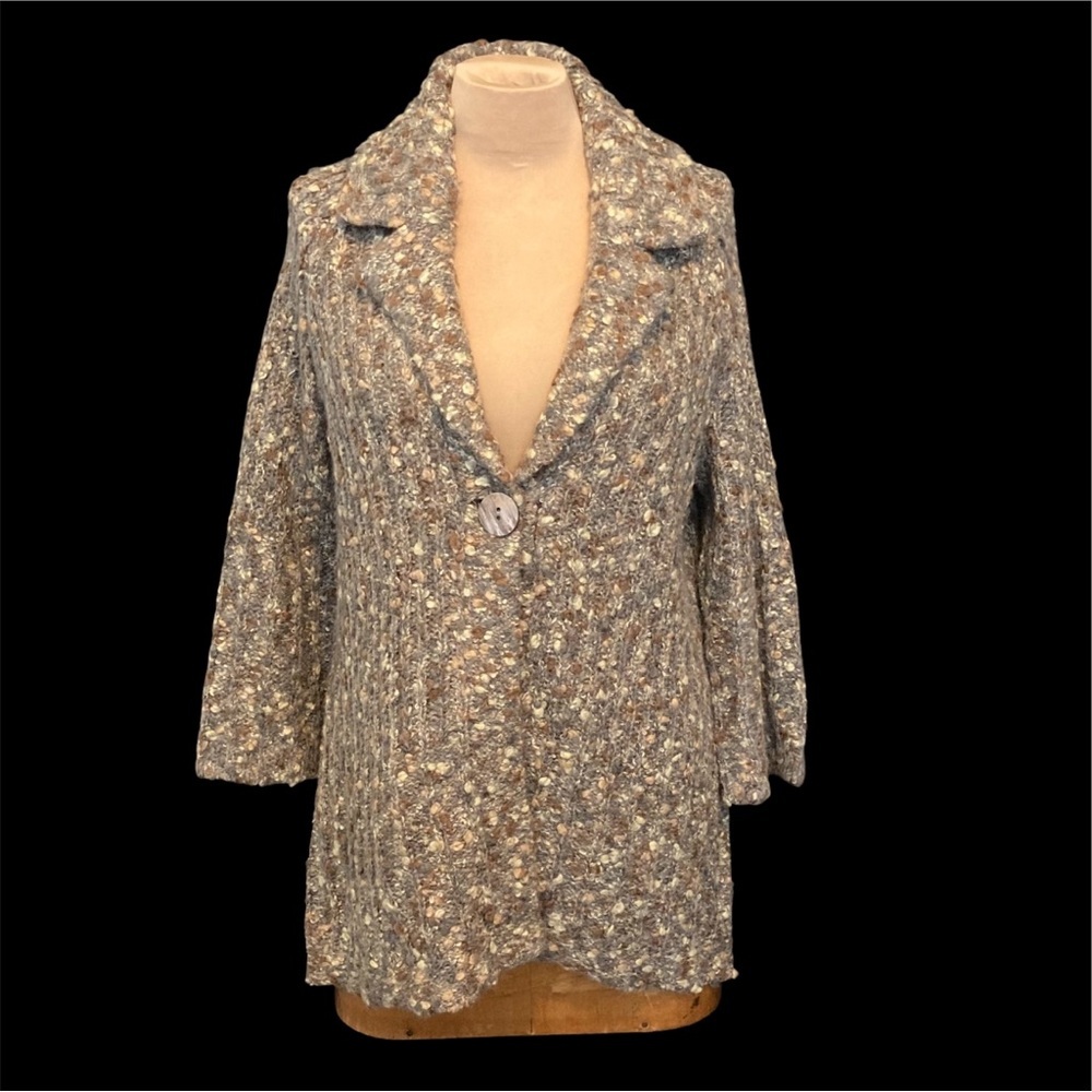 Vintage Susan Bristol Boucle Knit Cardigan Sweater Jacket | Grey, Tan, &‎ Beige